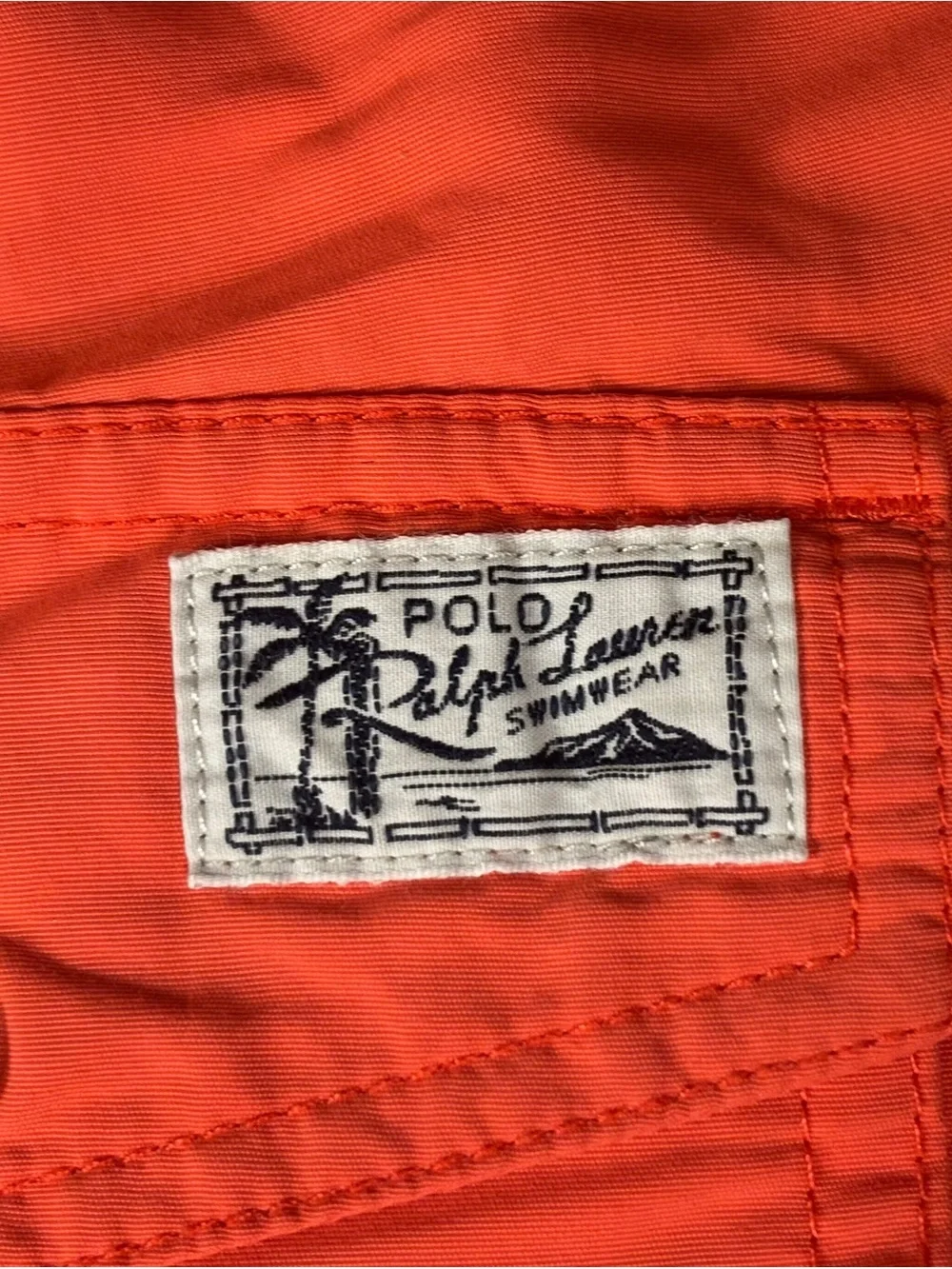 Ralph Lauren Coral Swim Trunks with Contrast Blue Lining